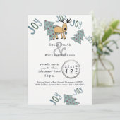 Whimsical Kerstfeest Typografie Cartoon Rendier Kaart (Staand voorkant)