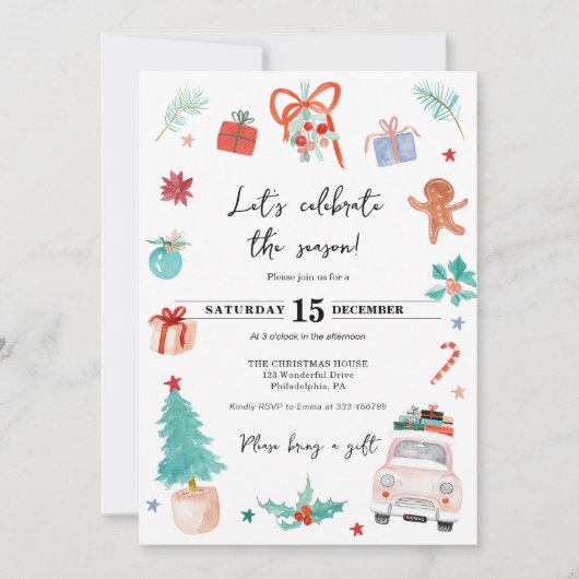 Whimsical Kerstfeest vieren seizoen Kaart (Voorkant)