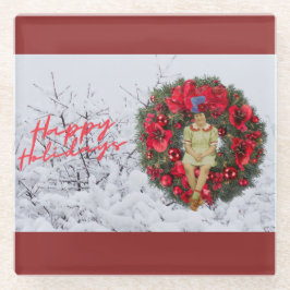 Whimsical -kerstfeestdag glazen onderzetter
