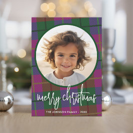 Whimsical-kerstfoto — Calligrafie en speldenfoto Feestdagenkaart
