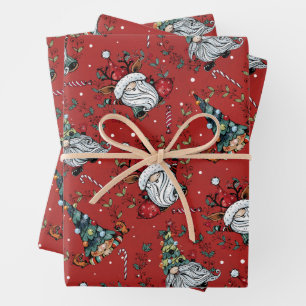 Whimsical Kerstgnomen Inpakpapier Vel