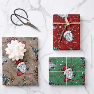 Whimsical Kerstgnomen Inpakpapier Vel
