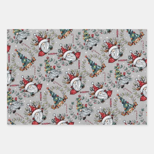 Whimsical Kerstgnomen Inpakpapier Vel (Voorkant 2)