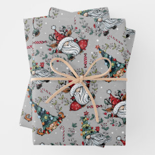 Whimsical Kerstgnomen Inpakpapier Vel