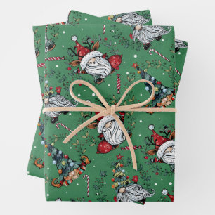 Whimsical Kerstgnomen Inpakpapier Vel