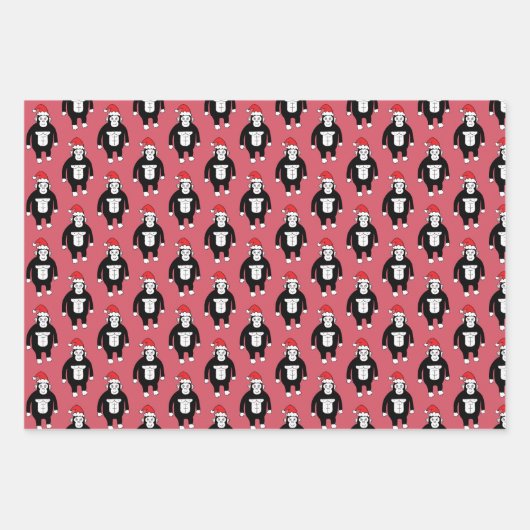 Whimsical KerstGorillas Inpakpapier Vel (Voorkant 3)