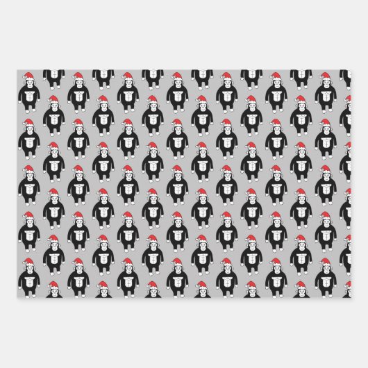 Whimsical KerstGorillas Inpakpapier Vel (Voorkant 2)