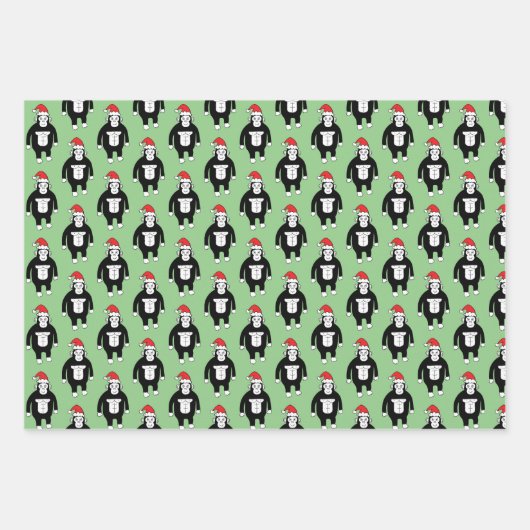 Whimsical KerstGorillas Inpakpapier Vel (Voorkant)