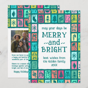 Whimsical kerstgrid Cute Aangepaste 2 FOTO Feestdagenkaart