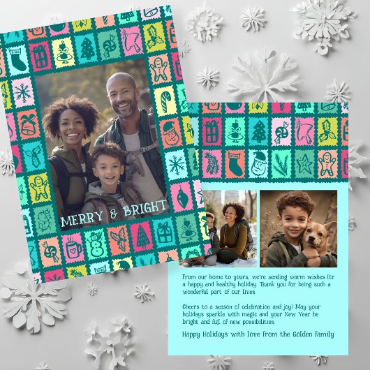 Whimsical kerstgrid cute aangepaste 3 FOTO Feestdagenkaart