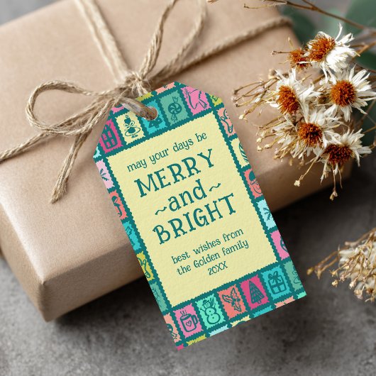 Whimsical kerstgrid cute op maat cadeaulabel