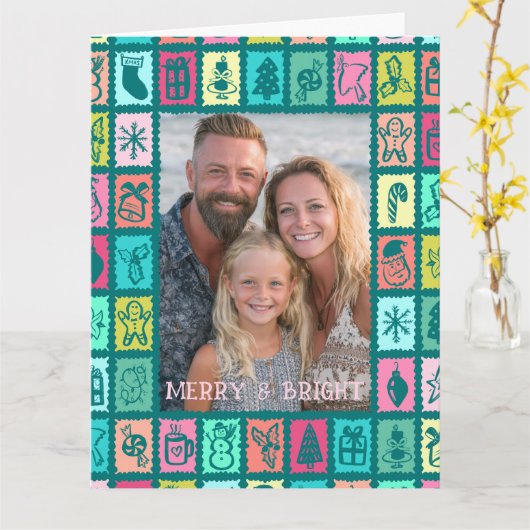 Whimsical kerstgrid met leuke aangepaste FOTO Beri Kaart (Gele Bloem)