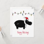 Whimsical Kersthippo Kaart (Voorkant / Achterkant in situ)