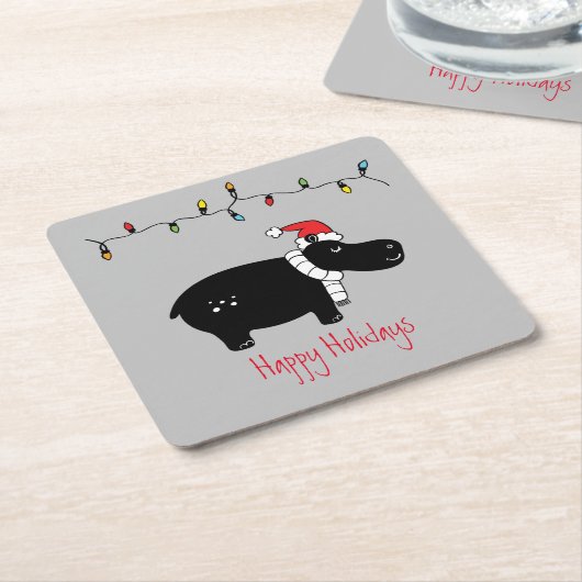 Whimsical Kersthippo Kartonnen Onderzetters (Schuin)