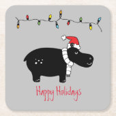 Whimsical Kersthippo Kartonnen Onderzetters (Voorkant)