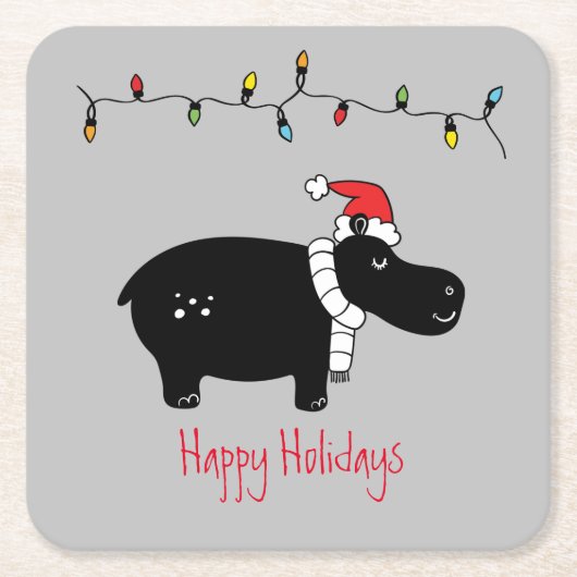 Whimsical Kersthippo Kartonnen Onderzetters (Voorkant)