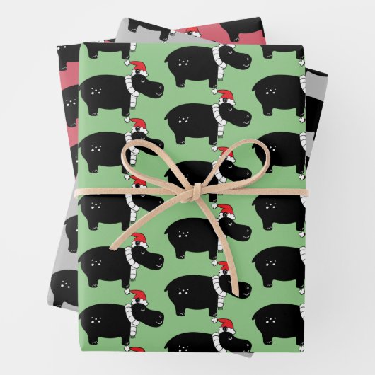 Whimsical Kersthippos Inpakpapier Vel (In situ)