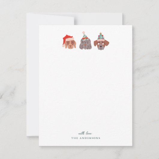 Whimsical Kersthonden Groen Notitiekaartje (Voorkant)