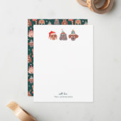 Whimsical Kersthonden Groen Notitiekaartje (Voorkant / Achterkant in situ)