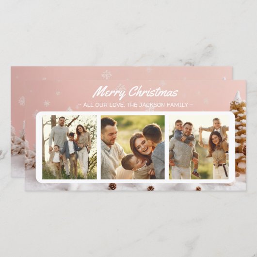 Whimsical Kerstkaart 3 Foto Collage (Voorkant / Achterkant)