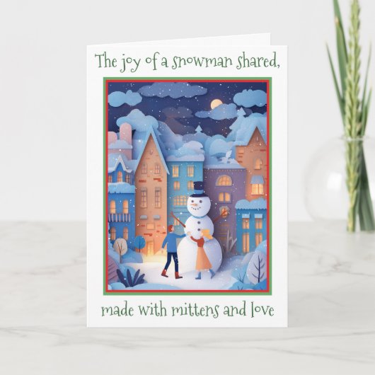 Whimsical kerstkaart met gesneden papier ontwerp bedankkaart (Voorkant)