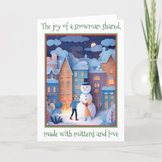 Whimsical kerstkaart met gesneden papier ontwerp bedankkaart