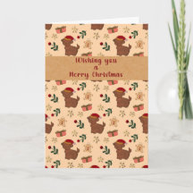 Whimsical Kerstkaart met Puppy Santa en Peperkoek