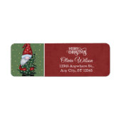 Whimsical Kerstkabouter & Boom Retouradres Etiket (Voorkant)