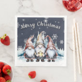 Whimsical Kerstkabouter Familie Feest Servet (Insitu)