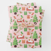 Whimsical-kerstkat Inpakpapier Vel (In situ)