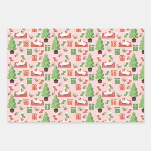Whimsical-kerstkat Inpakpapier Vel (Voorkant)