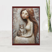 Whimsical Kerstkat Winter Juffrouw Kunstkaart Kaart (Voorkant)