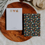 Whimsical Kerstkatten Groen Notitiekaartje<br><div class="desc">Whimsical en moderne kerstkaarten met de hand getekende illustratie van malle katten met winteraccessoires.</div>