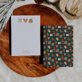 Whimsical Kerstkatten Groen Notitiekaartje