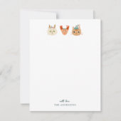 Whimsical Kerstkatten Groen Notitiekaartje (Voorkant)