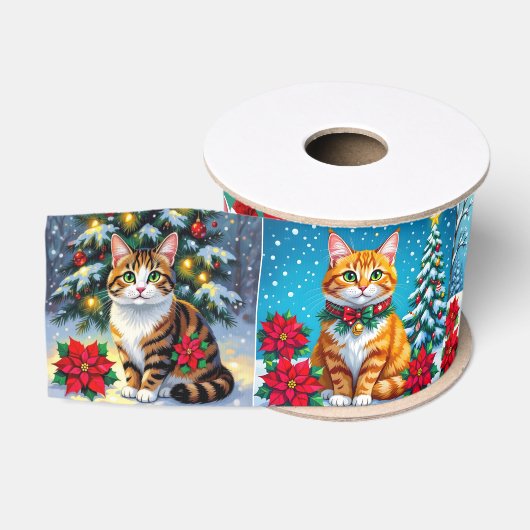 Whimsical Kerstkatten Kerstmis  Grosgrain Lint (Spoel)