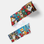 Whimsical Kerstkatten Kerstmis  Grosgrain Lint (Achterkant)