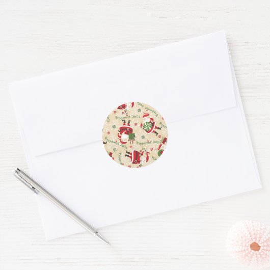 Whimsical Kerstkerst Ronde Sticker (Envelop)
