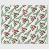 Whimsical KerstKerstman en Bunny Rabbits Cute Pet Cadeaupapier (Vlak)