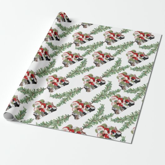 Whimsical KerstKerstman en Bunny Rabbits Cute Pet Cadeaupapier (Uitgerold)