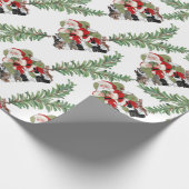 Whimsical KerstKerstman en Bunny Rabbits Cute Pet Cadeaupapier (Hoek)