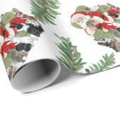 Whimsical KerstKerstman en Bunny Rabbits Cute Pet Cadeaupapier (Rol Hoek)