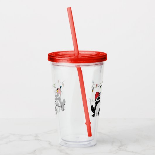 Whimsical Kerstkikker Acryl Drinkbeker (Links)