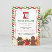 Whimsical Kerstkoekje Exchange-uitnodiging Kaart (Staand voorkant)