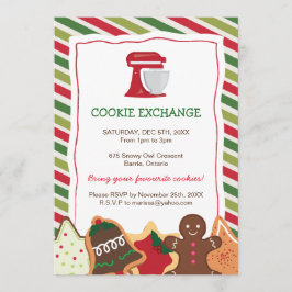 Whimsical Kerstkoekje Exchange-uitnodiging Kaart