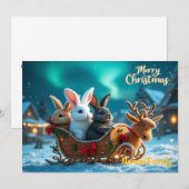Whimsical Kerstkonijn Sleighrit Feestdagenkaart (Voorkant / Achterkant)