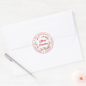 Whimsical Kerstkrans | Rood en wit Ronde Sticker (Envelop)