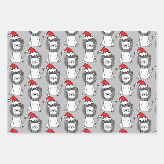 Whimsical-kerstleeuwen Inpakpapier Vel (Voorkant 2)