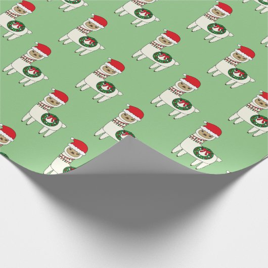 Whimsical Kerstllamas Cadeaupapier (Hoek)