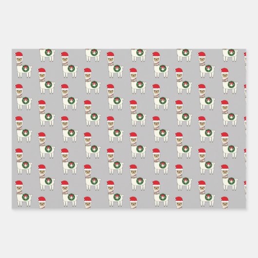 Whimsical Kerstllamas Inpakpapier Vel (Voorkant 2)